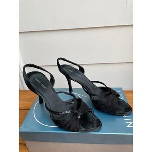 Nine West Satin Slingback w/ Sequins Black Heels for Women - Size 8 - Used